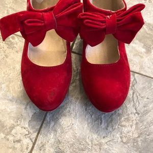 Red bow strap high heels